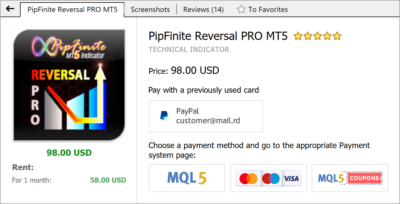 Zahlung für Dienste der MQL5.community über PayPal