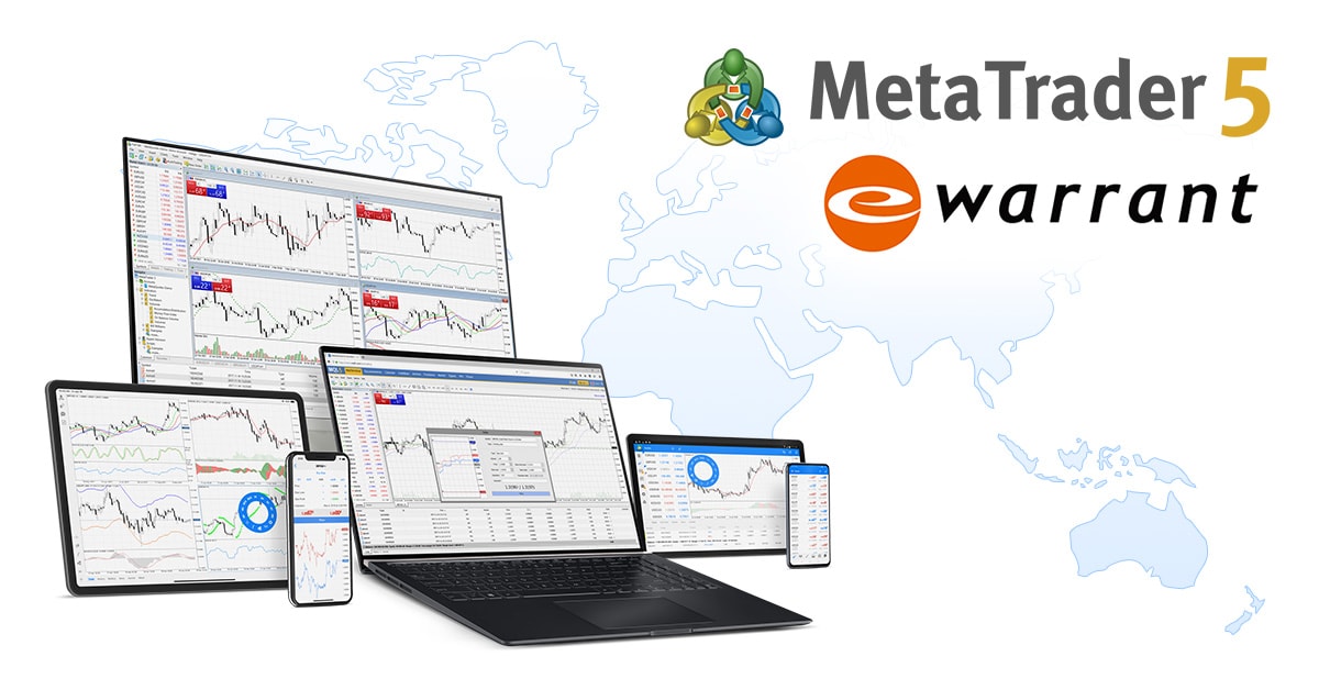 eWarrant Japan Securities K.K. bietet MetaTrader 5 für den Handel mit Nikkei- und Dow-Jones-Indizes an.