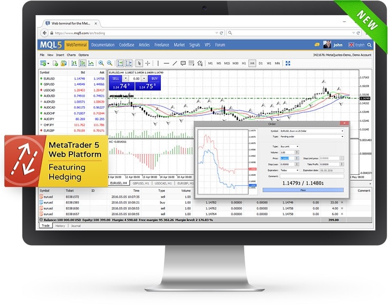 Negocie na MetaTrader 5 diretamente a partir do seu navegador, a versão beta da plataforma web já está disponível