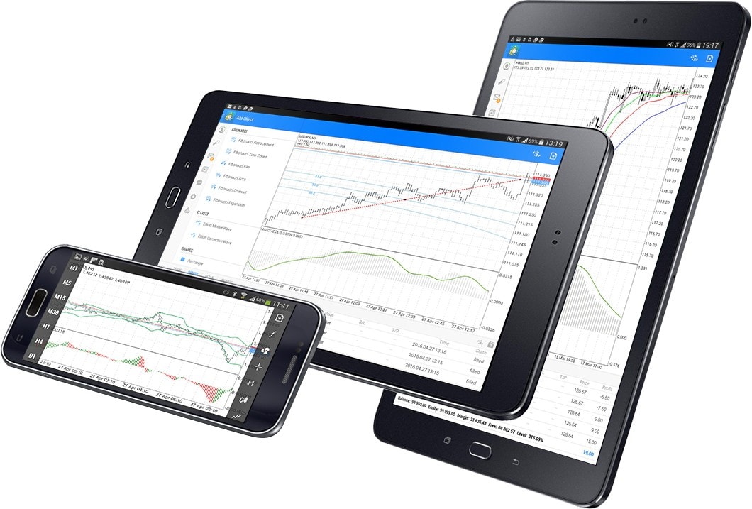 MetaTrader 5 für Android bietet integrierte, technischen Analysemittel, mit denen Sie Währungs- und Aktienkurse sowie Futures-Kurse detailliert beobachten können.