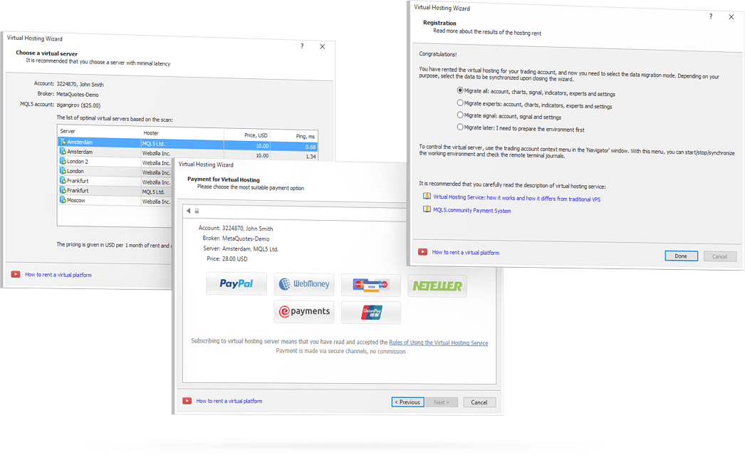 Das virtuelle Hosting ermöglicht es dem MetaTrader 5, auch bei ausgeschaltetem PC zu funktionieren.