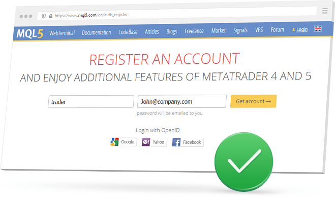 Crie uma conta na MQL5.com e torne-se provedor de sinais