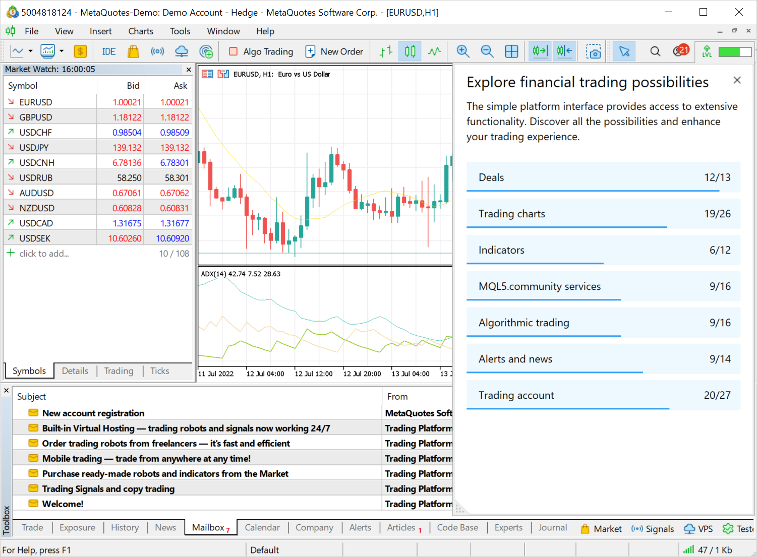 Ajout de l'ouverture automatique d'un tutoriel lors de la première connexion à un compte de trading.