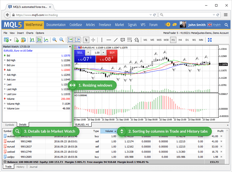 MetaTrader 5 web platform is now faster and more convenient