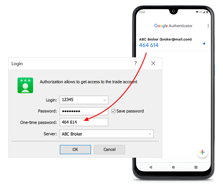 口座への接続には、Authenticatorアプリからの追加OTPが必要