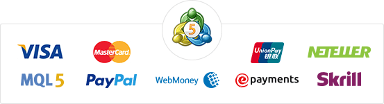 Pagar serviços de trading é fácil e cômodo, já que a MetaTrader 5 aceita todos os métodos de pagamento