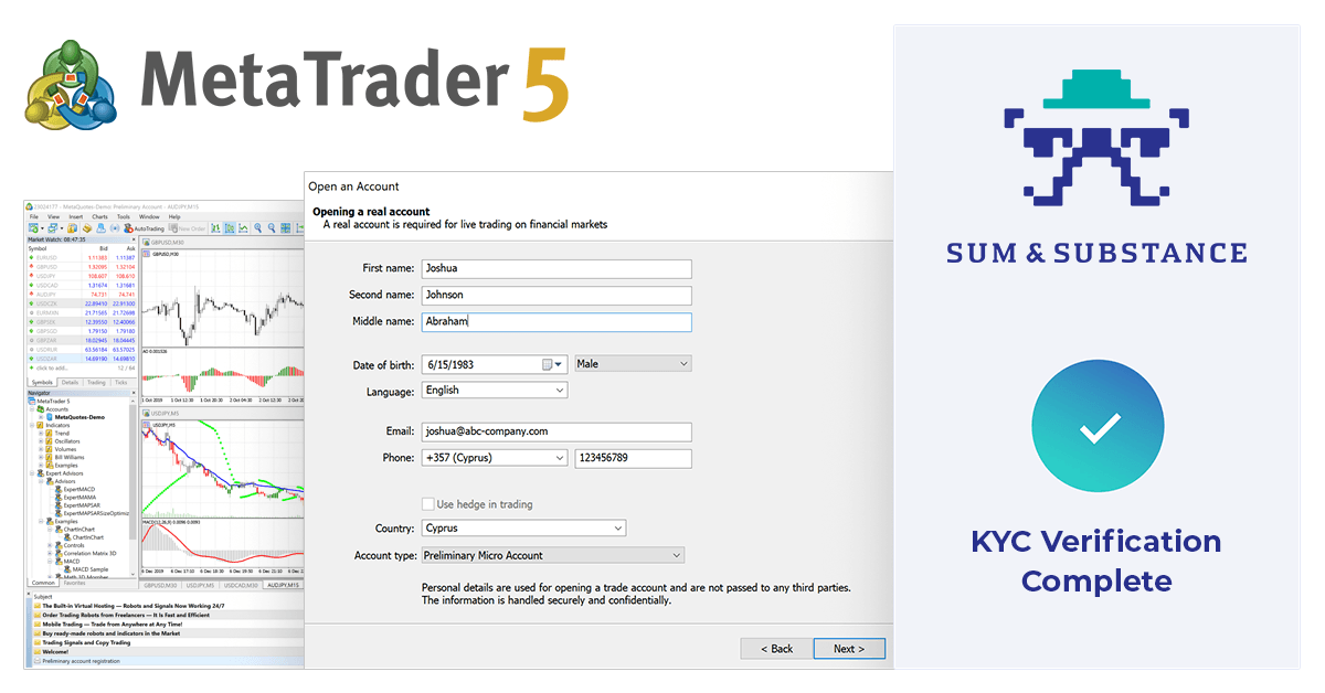 Vérification KYC du trader à partir de Sum&Substance dans MetaTrader 5