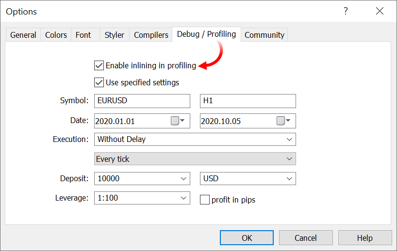 Code Profiler: Inlining Control