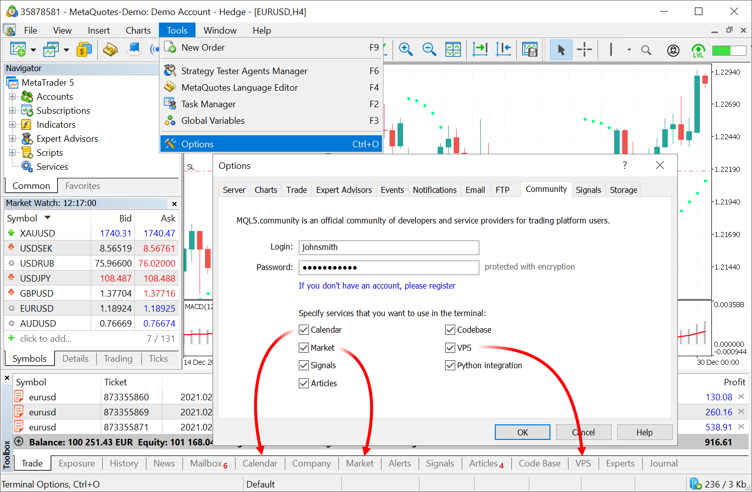 Disable unused, additional MQL5.com services