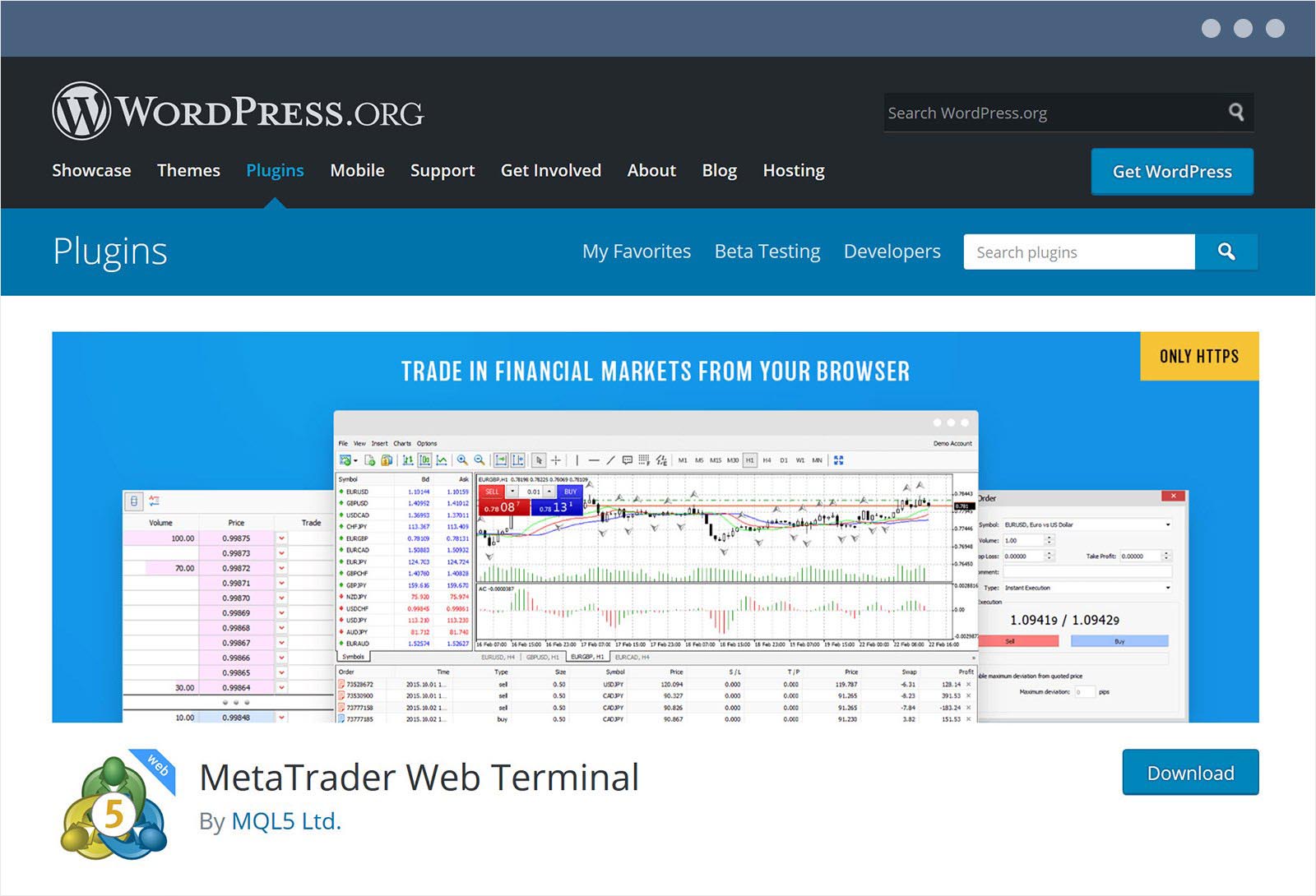 WordPress网站的MetaTrader网页端插件