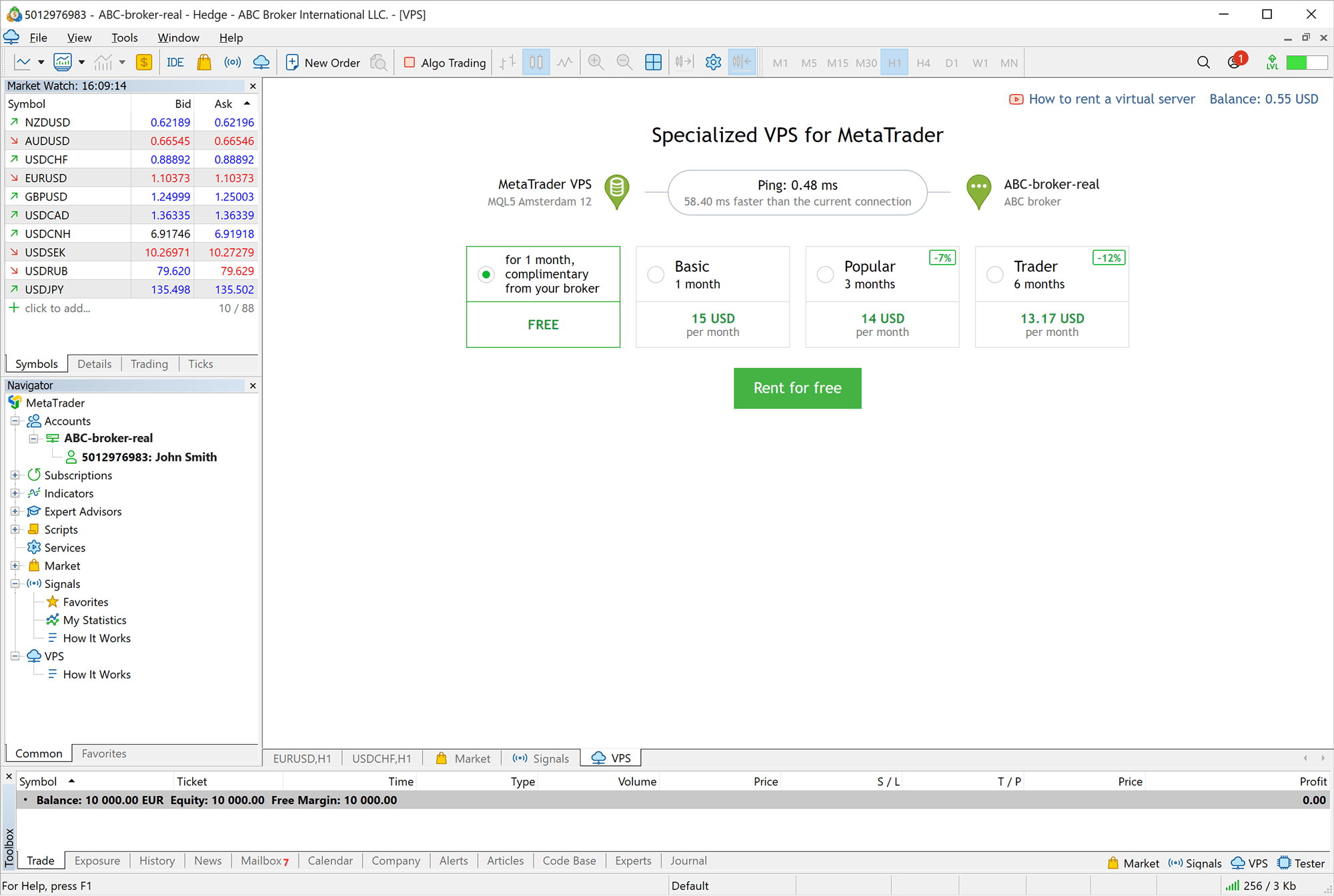 MetaTrader VPS es una solución para el copy-trading y el trading algorítmico integrada en la plataforma comercial 