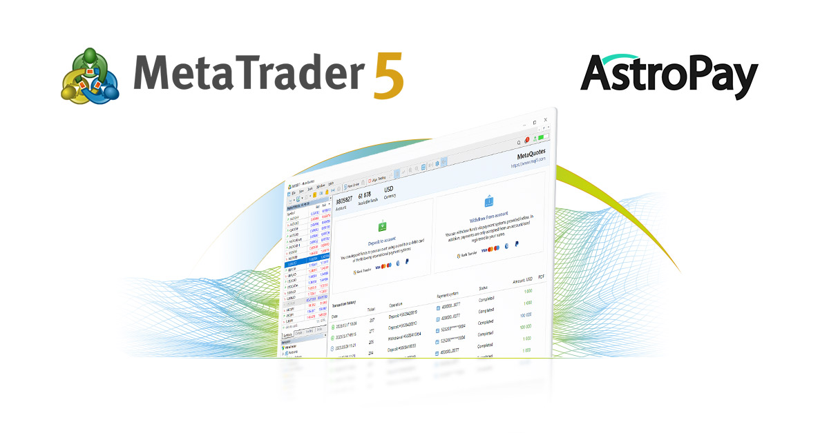 Le prestataire de paiement AstroPay se connecte à MetaTrader 5 Payments