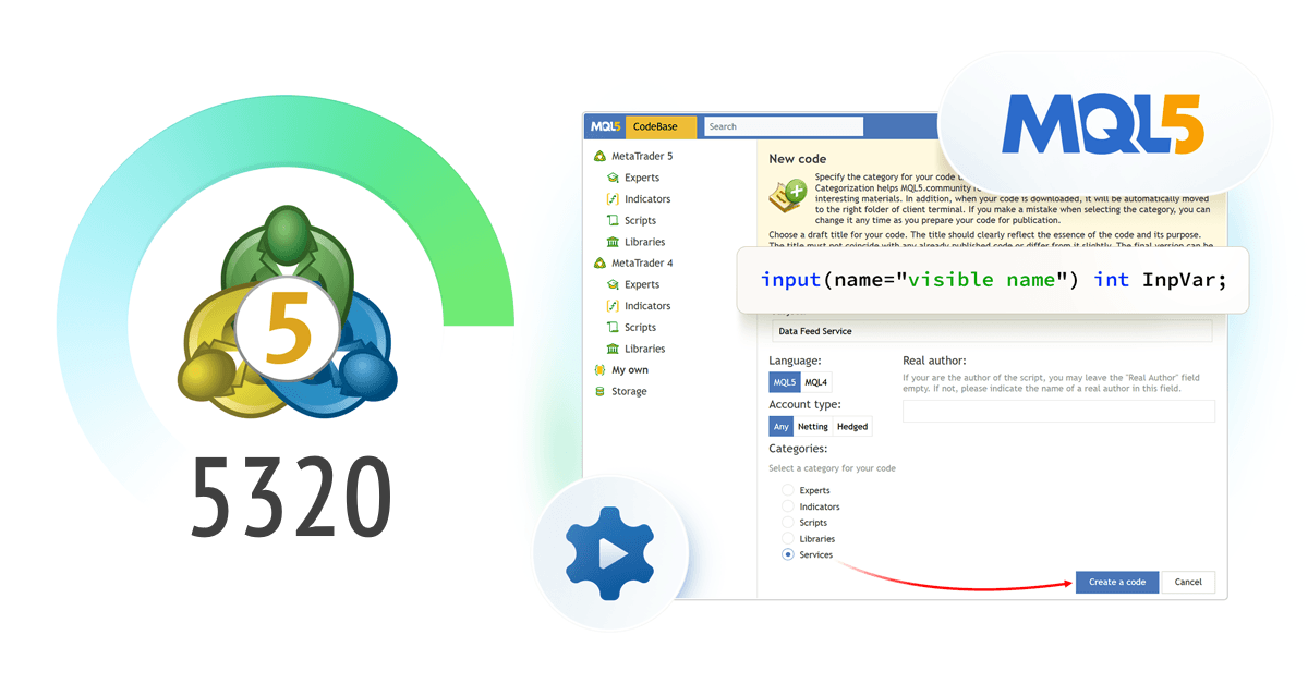 MetaTrader 5 Plattform Update Build 5320: Dienste in CodeBase und verbesserte Eingabeoperationen in MQL5