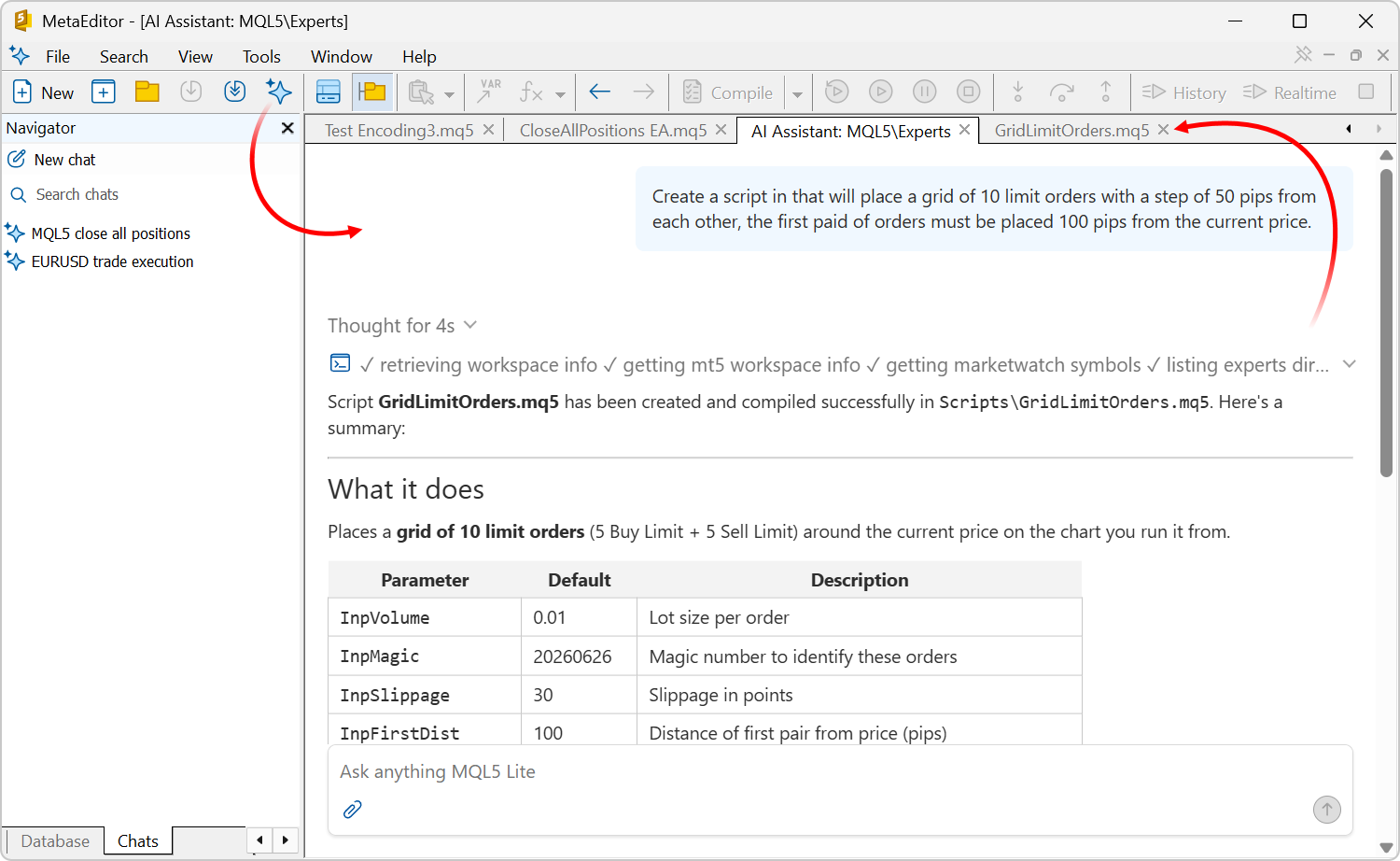 AI Assistant in MetaEditor AI Assistant in MetaEditor