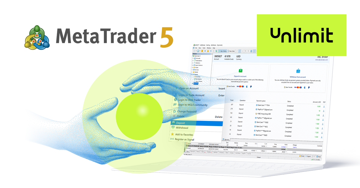 MetaTrader 5内置支付功能添加新提供商 - Unlimit