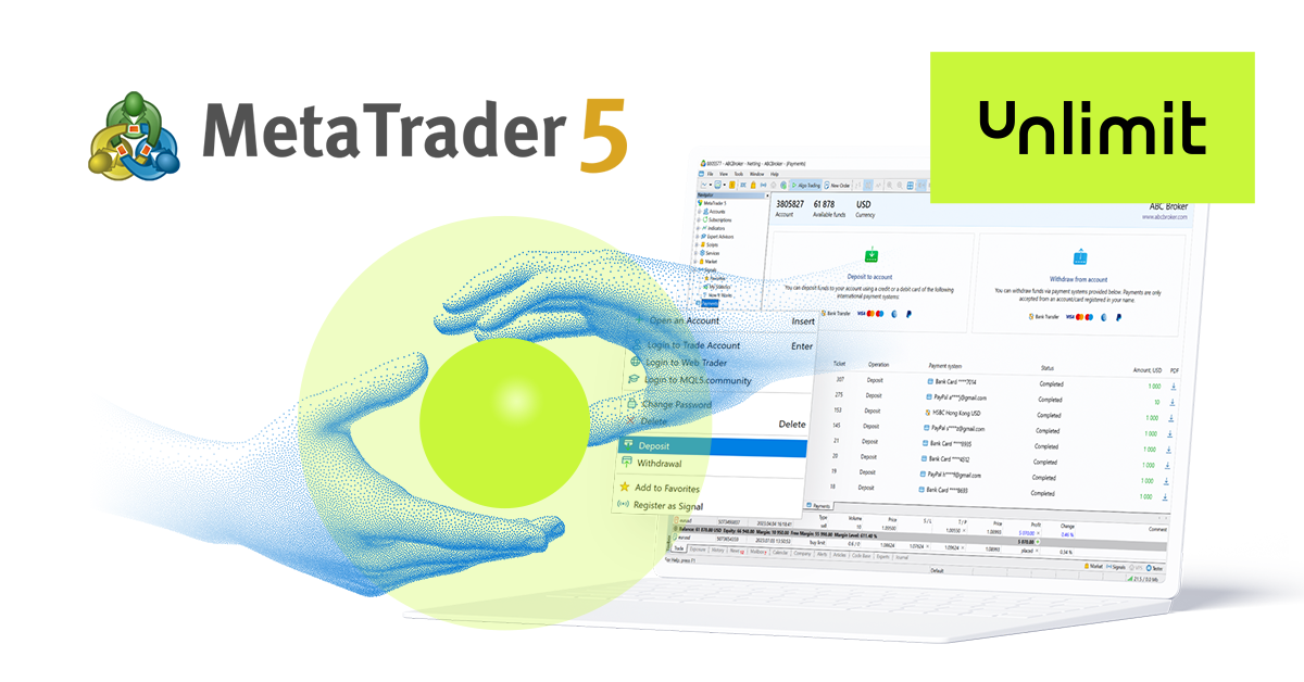 Unlimit pour utiliser les paiements intégrés pour MetaTrader 5