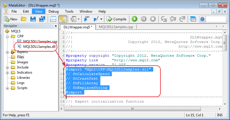 Added the ability to automatically add exported DLL functions to MQL5 file