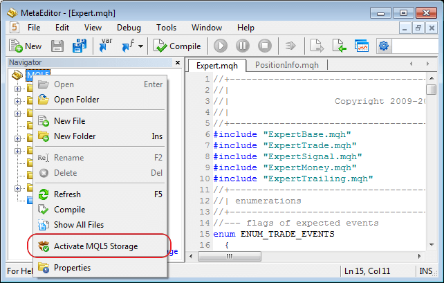 Added MQL5.Storage automatic activation