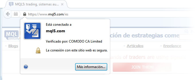 La página MQL5.community utiliza ahora el protocolo protegido HTTPS