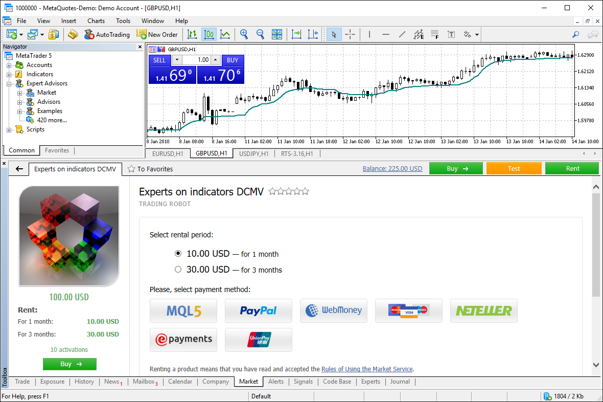 Achetez des robots de trading et des indicateurs techniques depuis le Market en utilisant votre méthode de paiement préférée