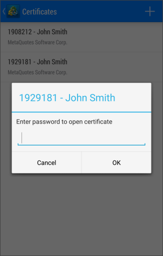 Password for certificate export