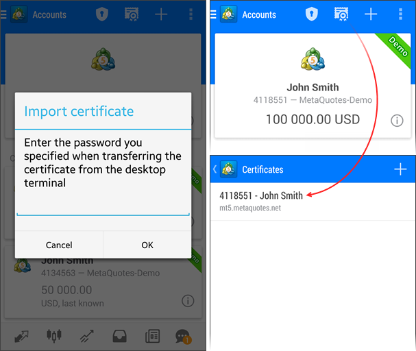 How to import a certificate to a mobile device