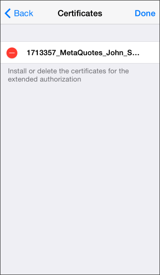 Deleting certificate