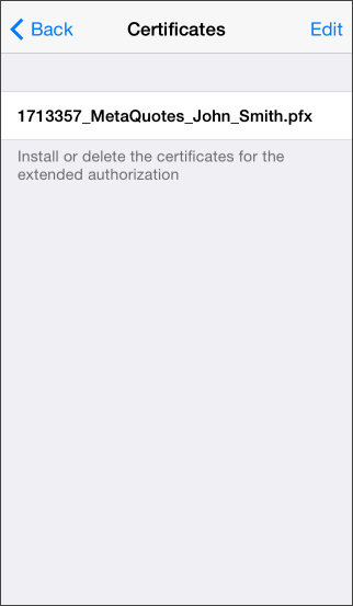 Not installed certificates