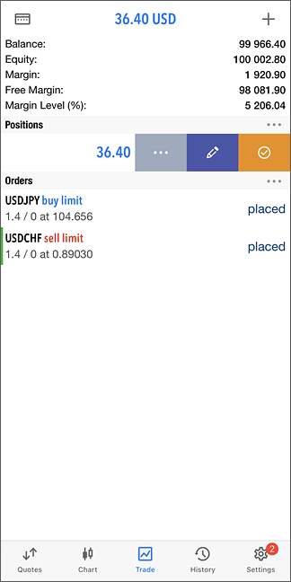 Position/order management commands