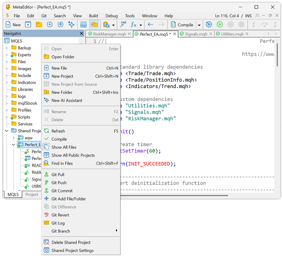 File/folder context menu File/folder context menu