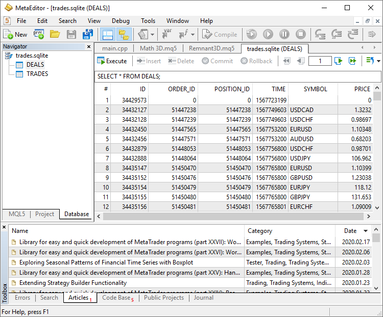 Trabajando con la base de datos