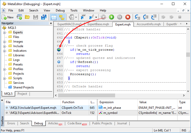 Breakpoint triggering after launching debugging