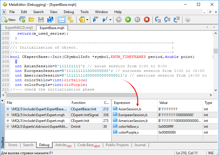 Viewing expressions in binary and hexadecimal form