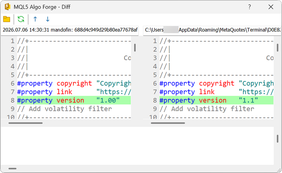 Changes in a file