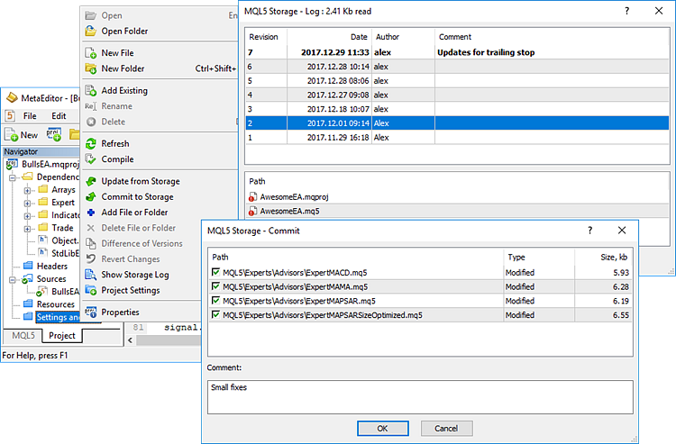 Repositório de código MQL5 Storage