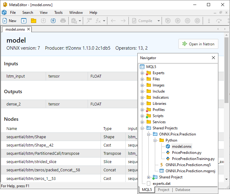 Open ONNX models directly in MetaEditor