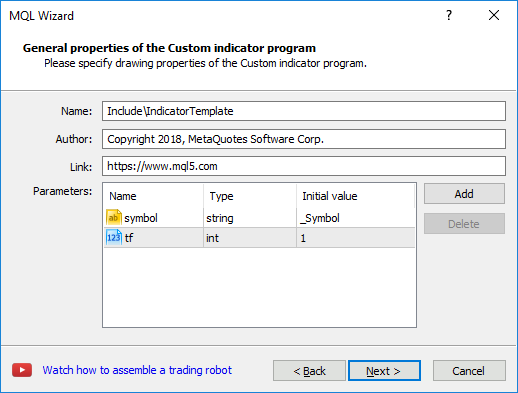 Creating an indicator