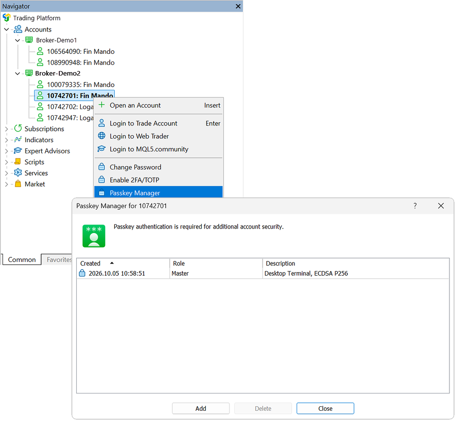 Adding a passkey Adding a passkey
