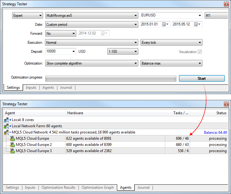 MQL5クラウドネットワークエージェントを使用した分散コンピューティングの実行