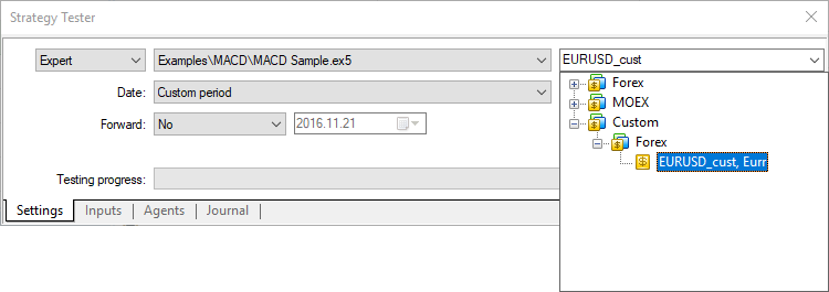 Testing a Trading Robot on a Custom Symbol