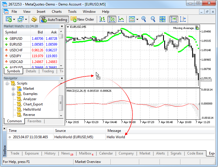 Lancer un script dans la plateforme de trading