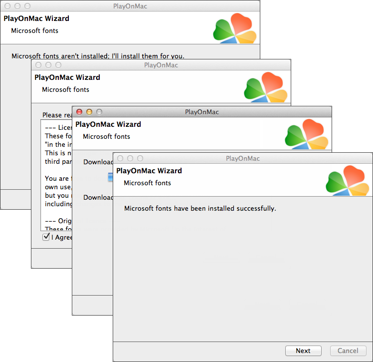 Siga as instruções do assistente para instalar as fontes do MS Windows.