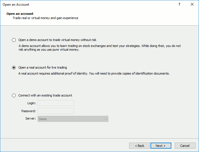 取引口座開設リクエスト