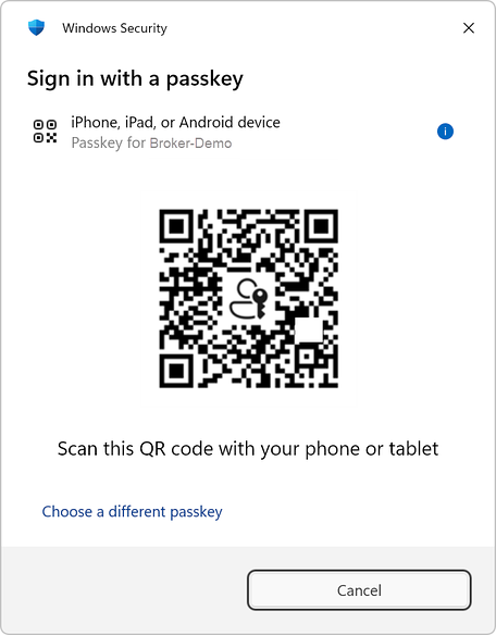 Authenticating with a passkey on a mobile device Authenticating with a passkey on a mobile device