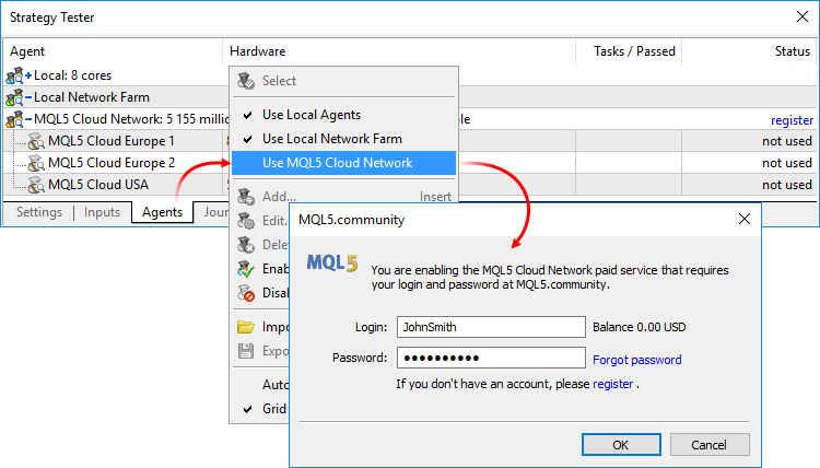 Enabling MQL5 Cloud Network