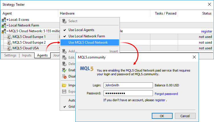 Activer le Réseau MQL5 Cloud Network