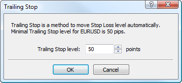 Definir o seu próprio nível de Trailing Stop