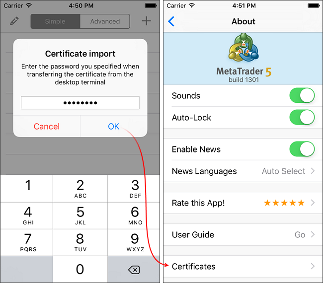 Importing the certificate to a mobile device