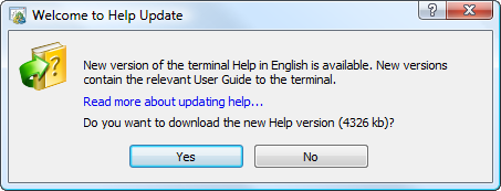 Click Yes to download the latest Help version