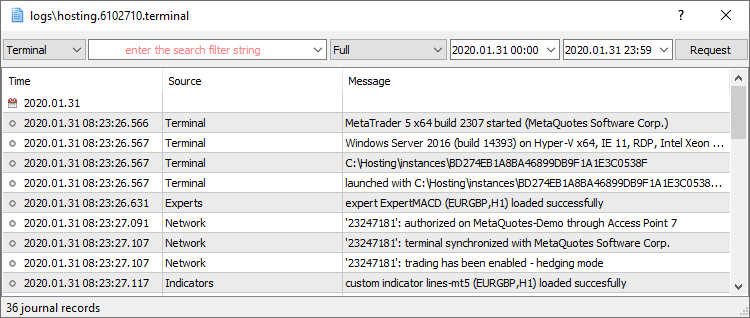 Viewing Journal logs